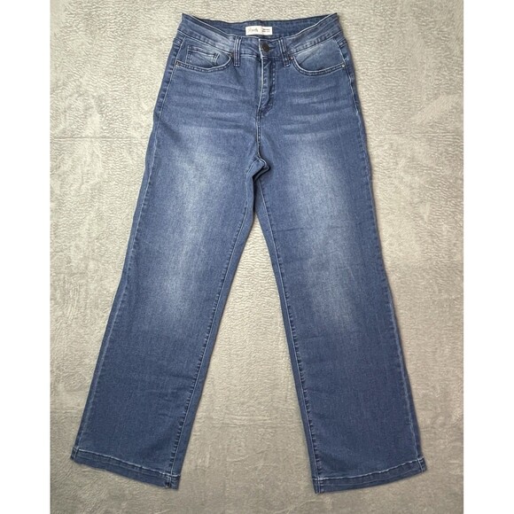 Royalty For Me Denim Blue Jeans Size 10 High Rise Wide Leg Boho Preppy Coastal - Picture 2 of 12